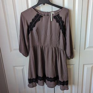 Lauren Conrad Gray Dress with Lace, size 14